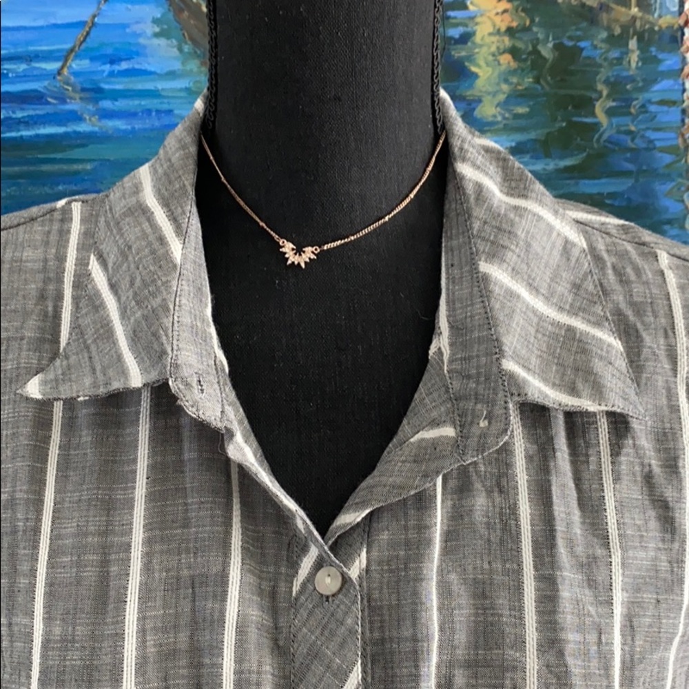 Universal Threads Grey and White Stripe Front Tie Blouse - Picture 4 of 5